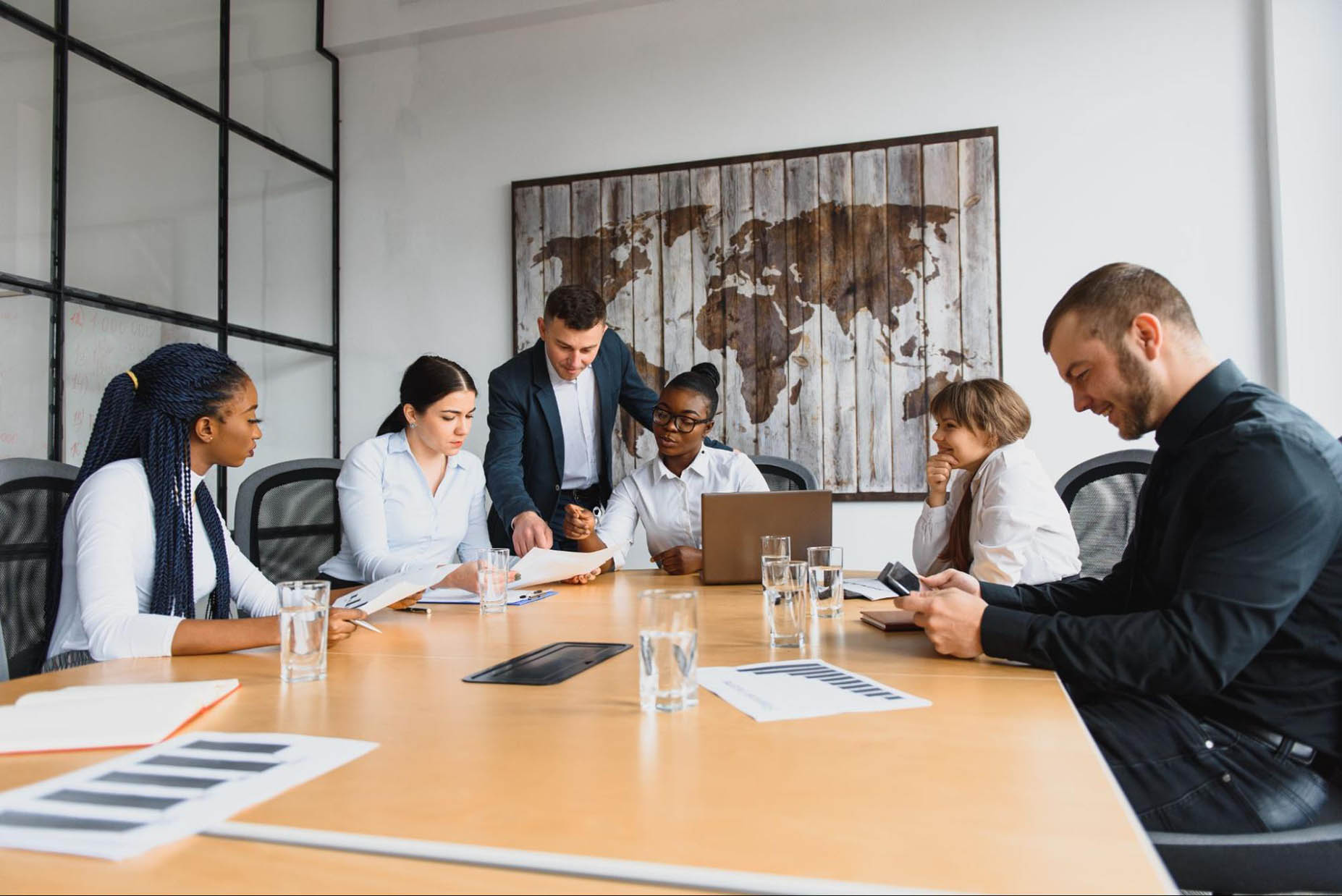 Team members at a table