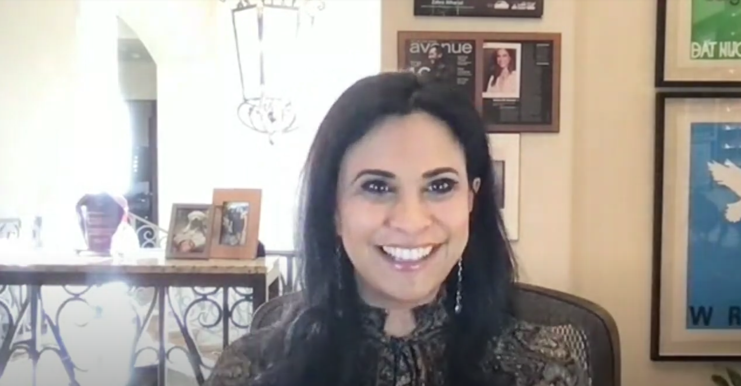 A screenshot of Zahra Al-Harazi from the event. 