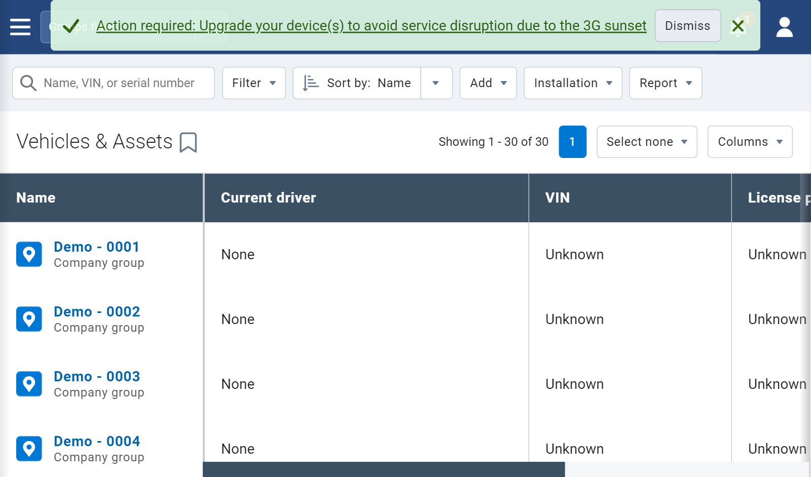 The 3G sunset reminder will display in versions 2103, 2104 and the current release