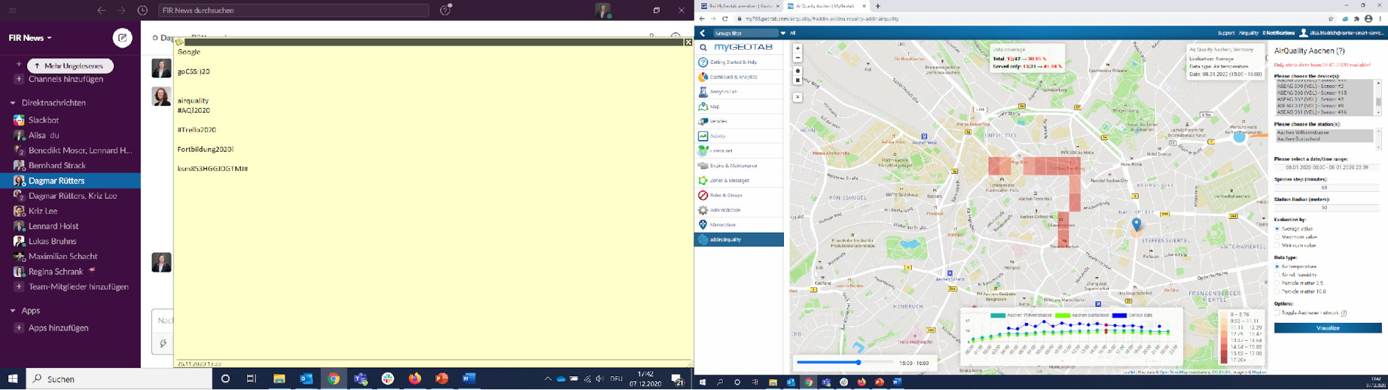 Figure 3: Visualization of the heat map using mobile air quality data collected in the city of Aachen.