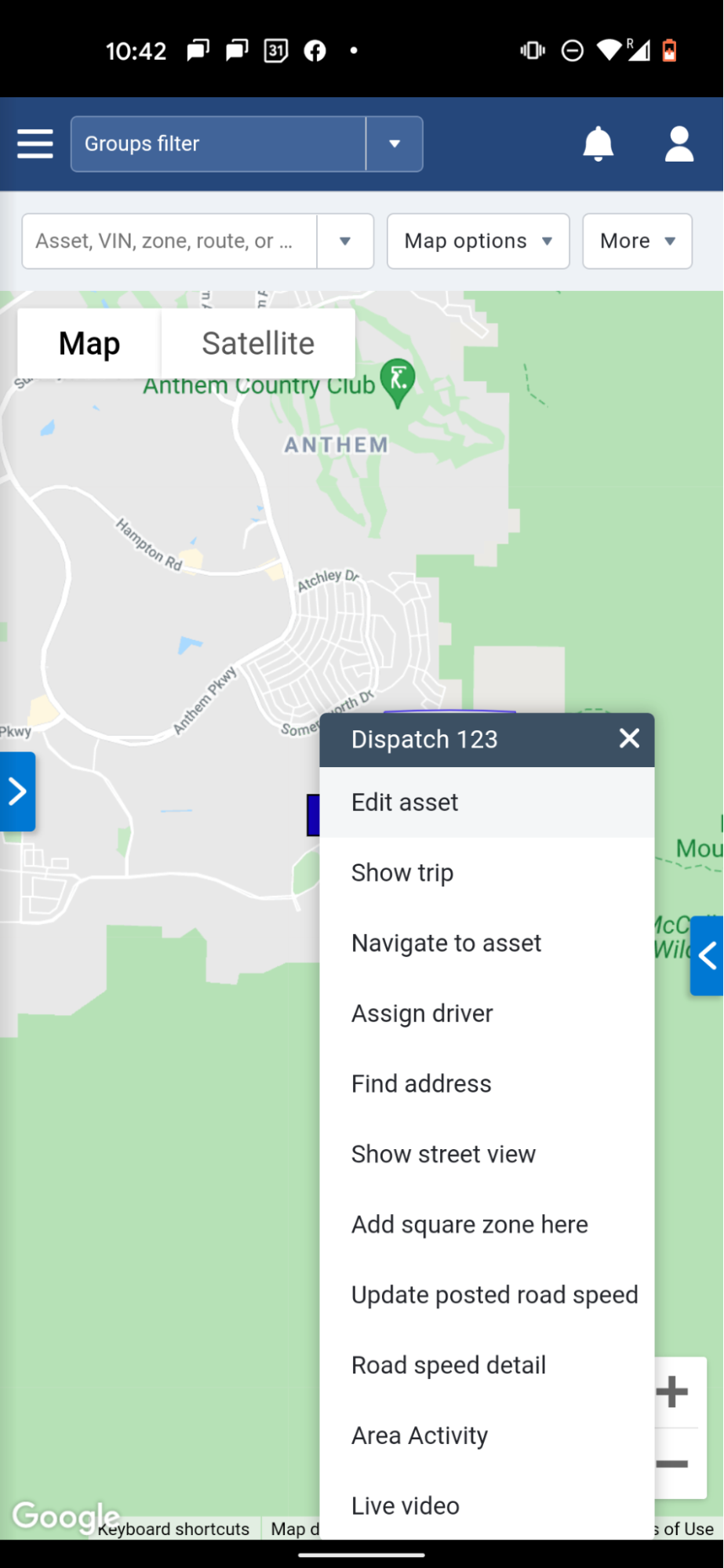 mobile screenshot MyGeotab Map