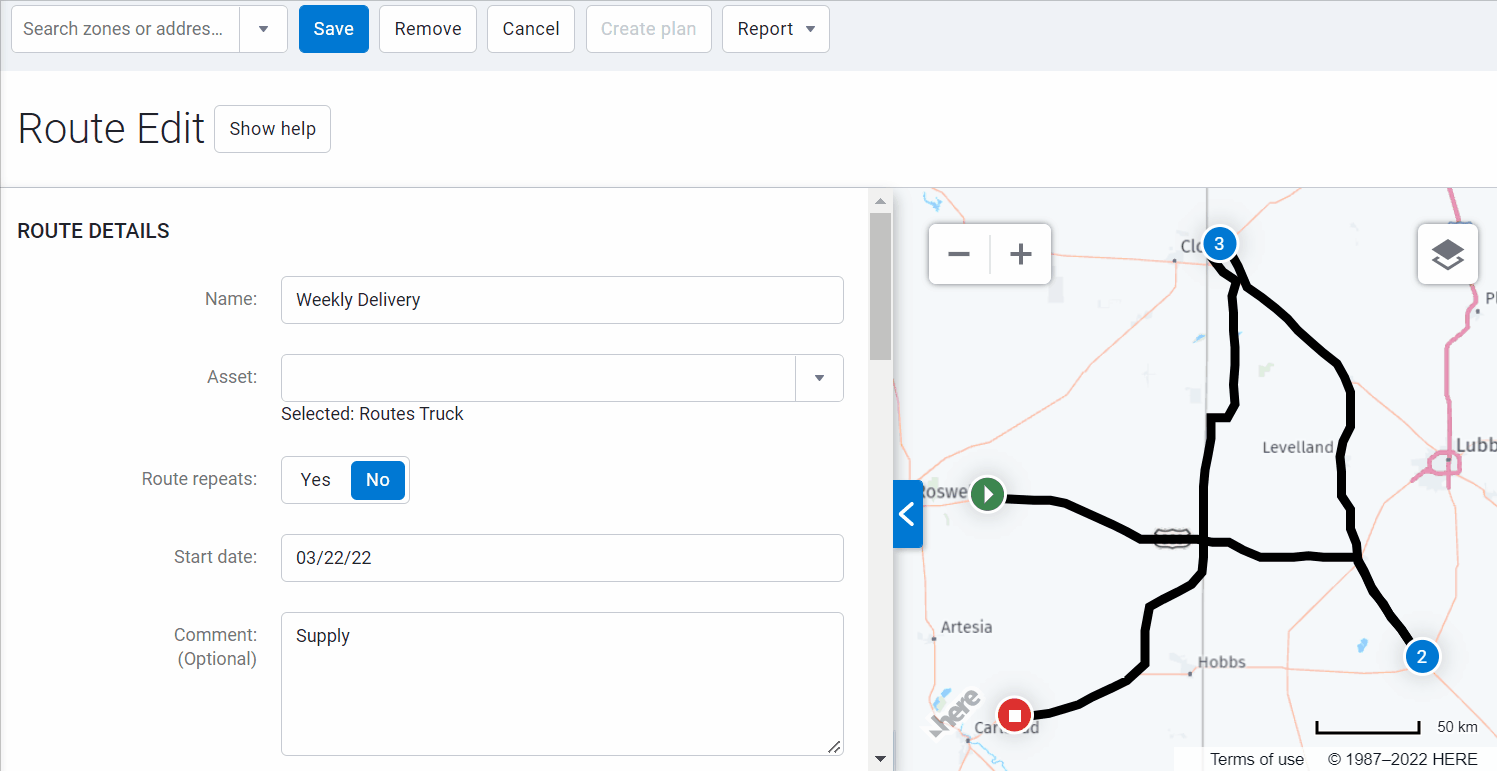 Route Weekly Delivery Details and Stops with Map in MyGeotab