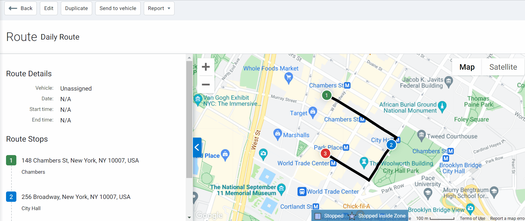 A screenshot of Daily route