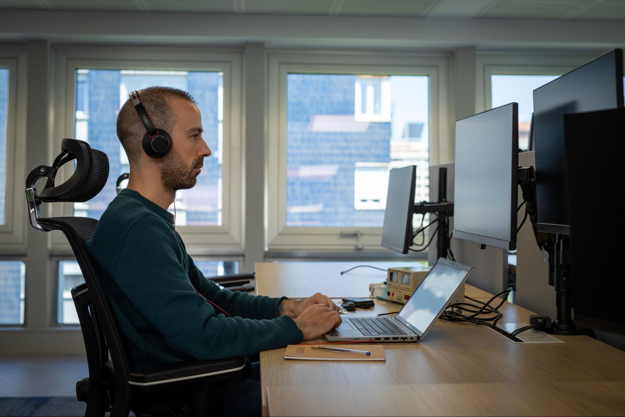 A Geotabber working at his desk.