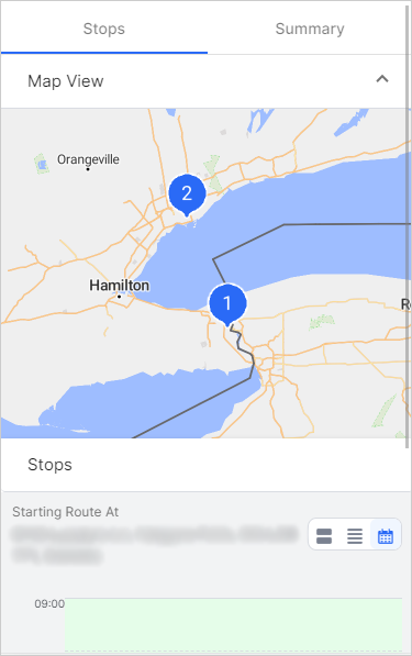 Stops tab when viewing routes