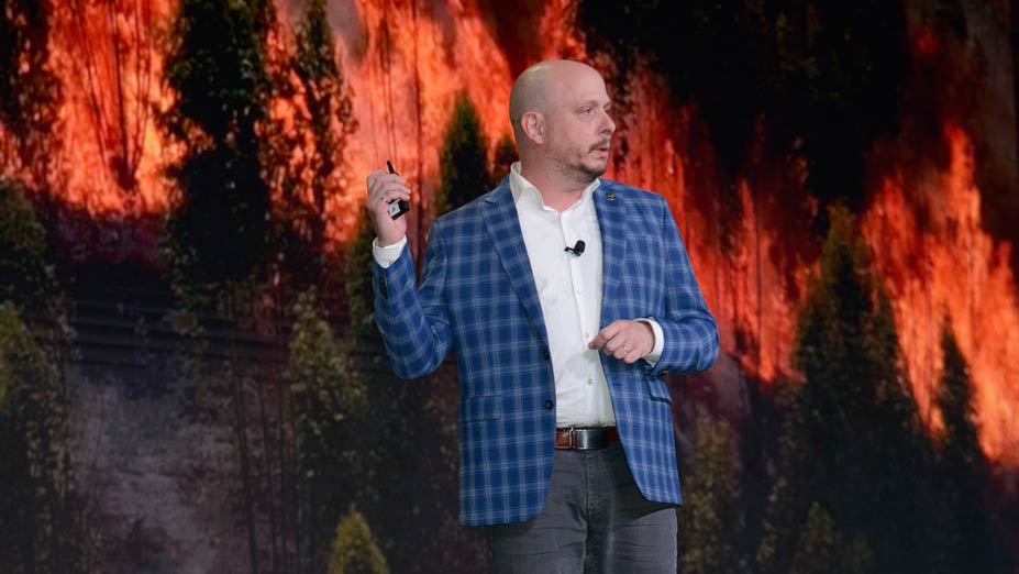 Man presenting on stage