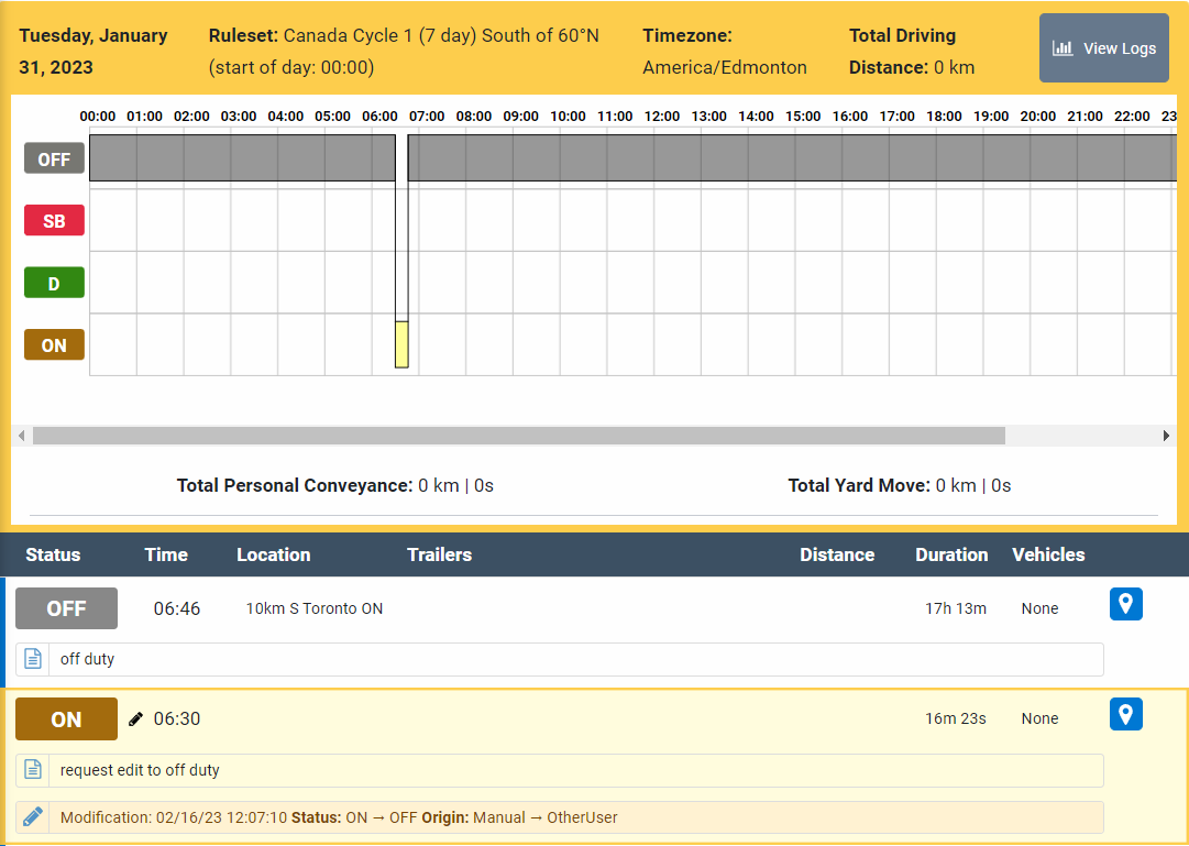 Requested edit highlighted yellow under list of RODS