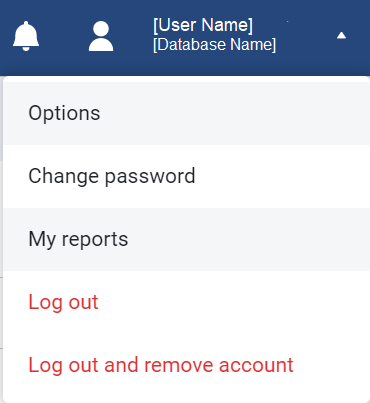 Select My reports from the User options dropdown