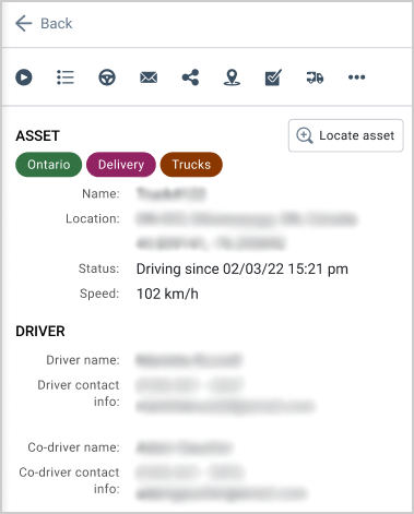 Information display of logged in co-driver in the Map side panel