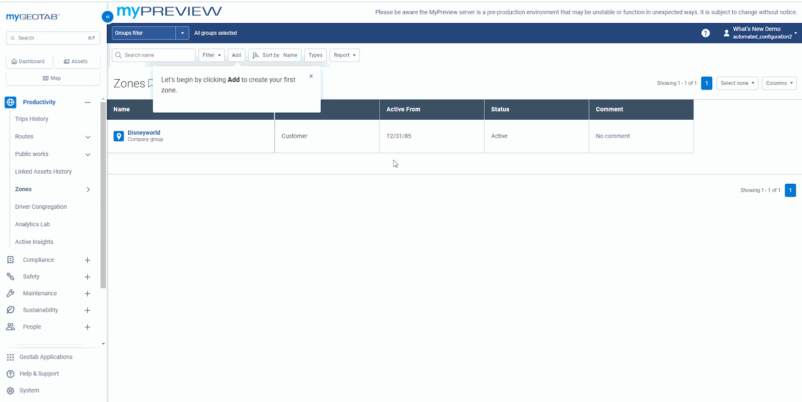 Interactive in-app walkthrough