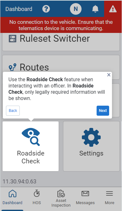 in-app walkthrough in Geotab Drive