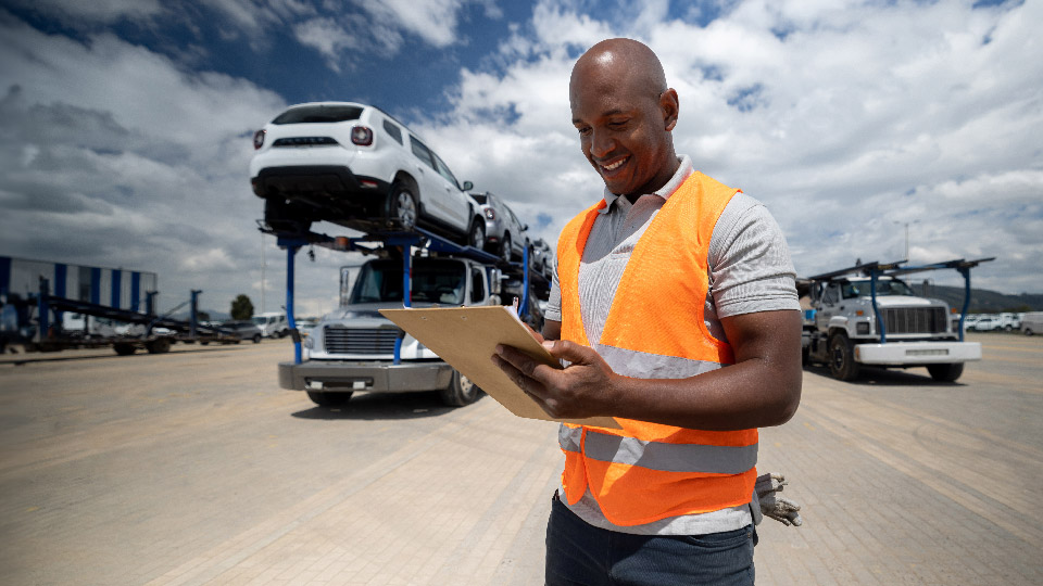 driver looking at data
