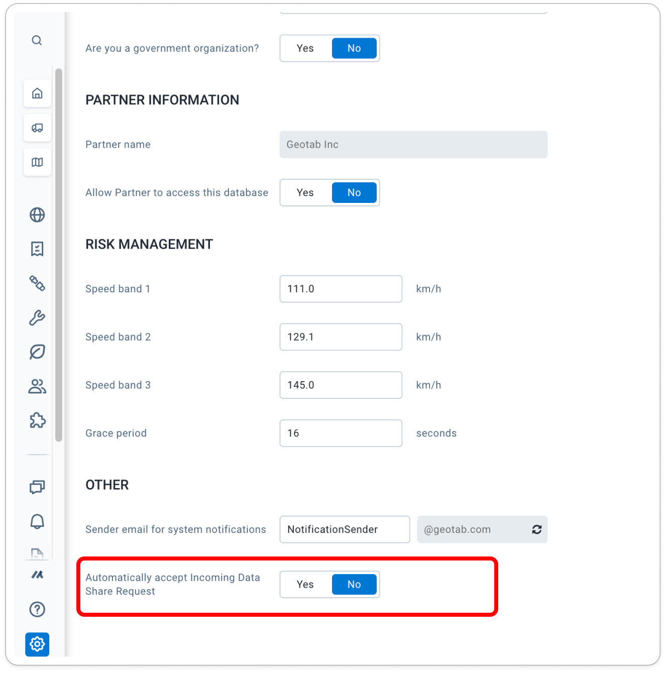Automatically accept incoming data share request option