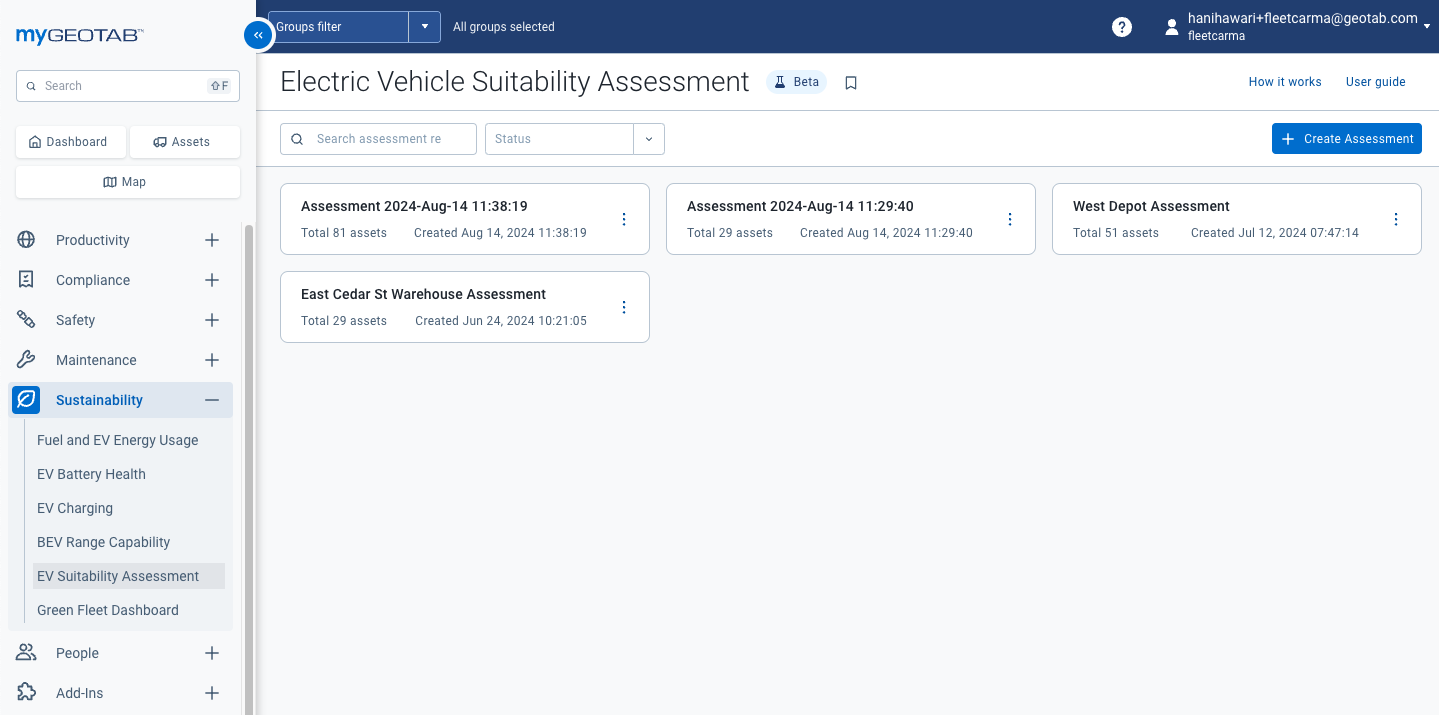 Electric Vehicle Suitability Assessment page