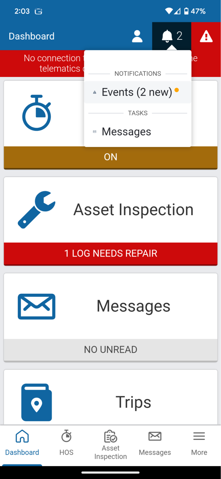 A screenshot of a Geotab Drive notification with a clickable link