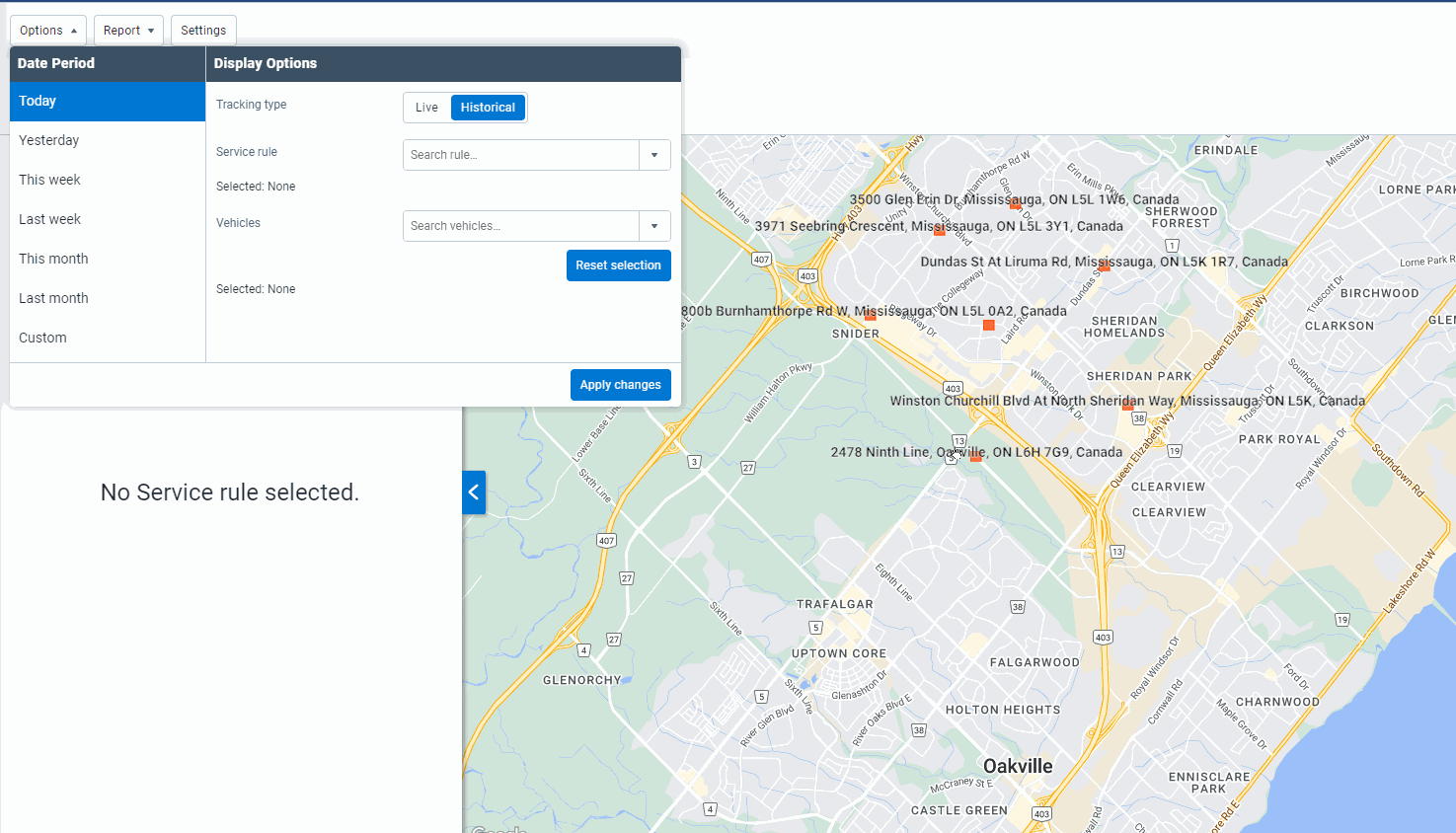 An example of the Route Completion Report.