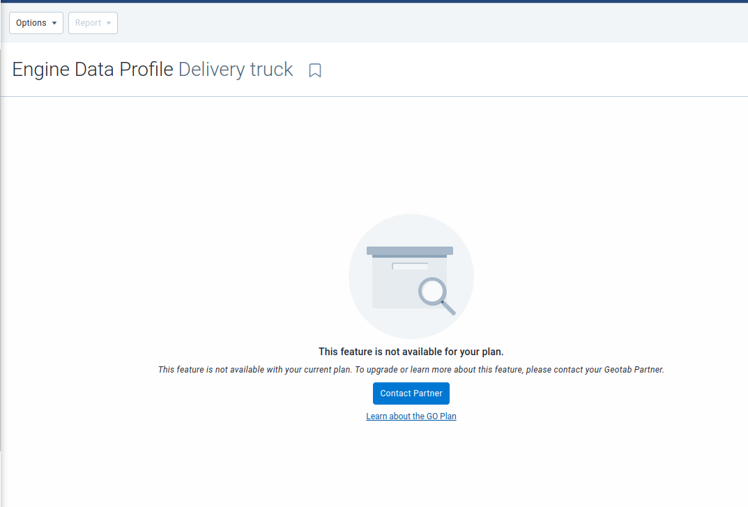Engine Data Profile for Delivery Truck in MyGeotab