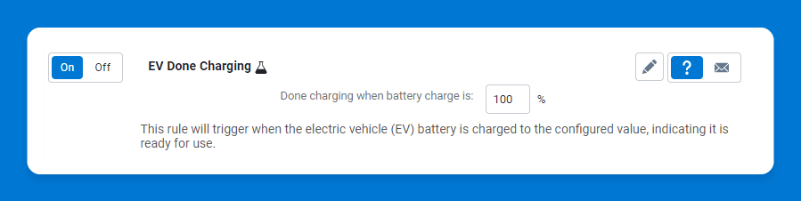 MyGeotab EV done charging notification