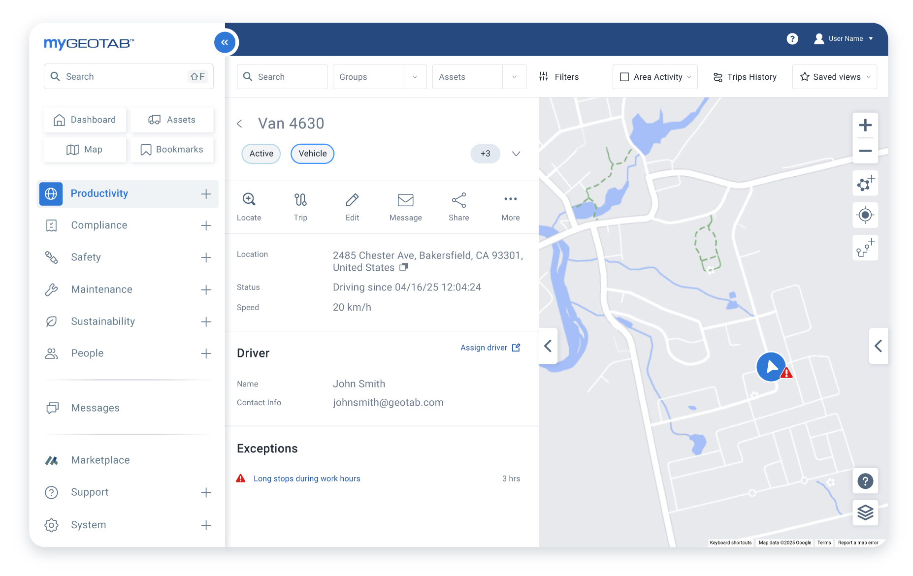 van data in mygeotab