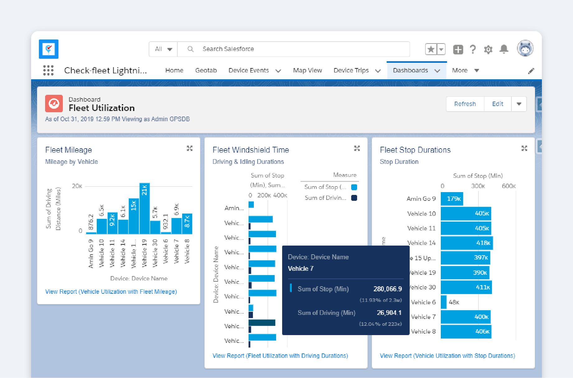 check fleet UI screen