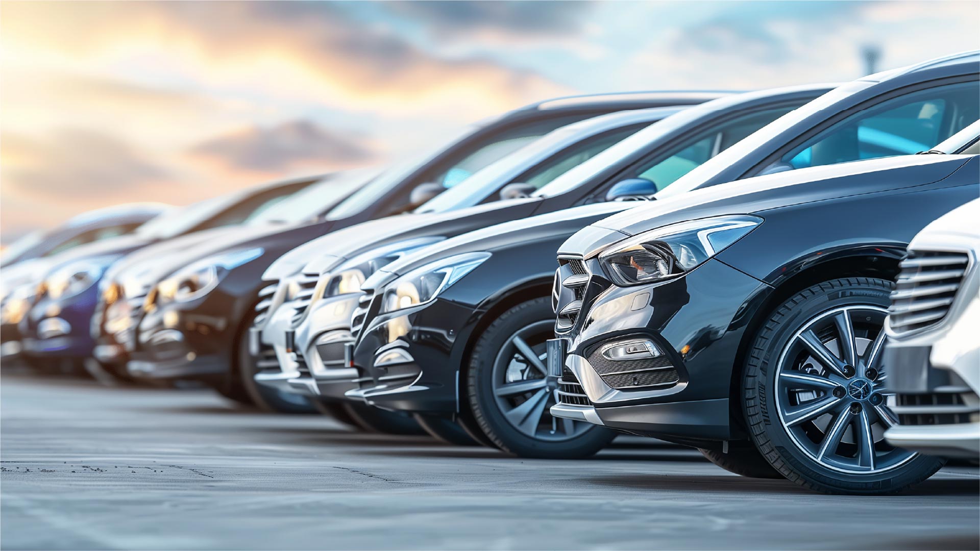 row of cars parked next to each other