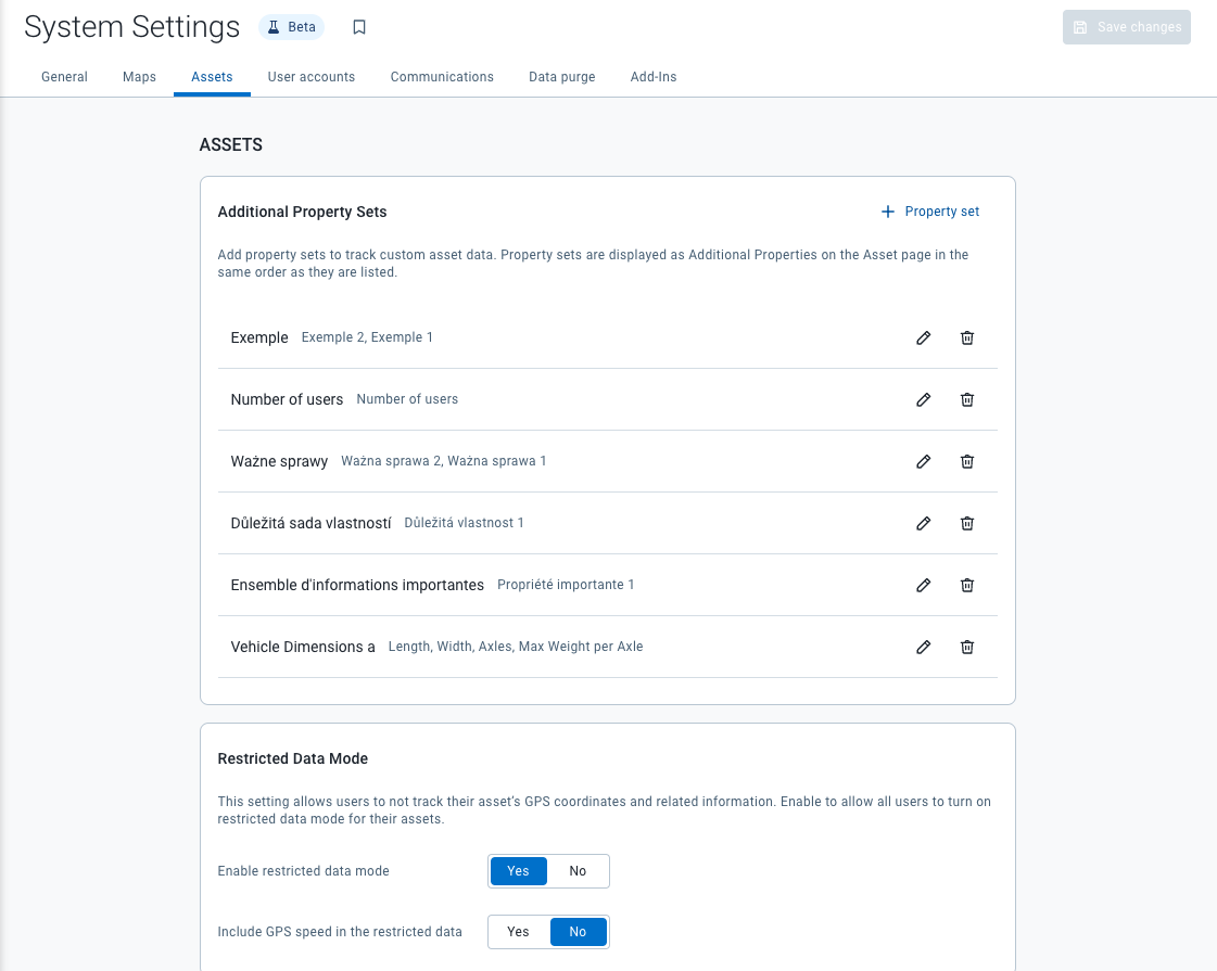 New system settings view