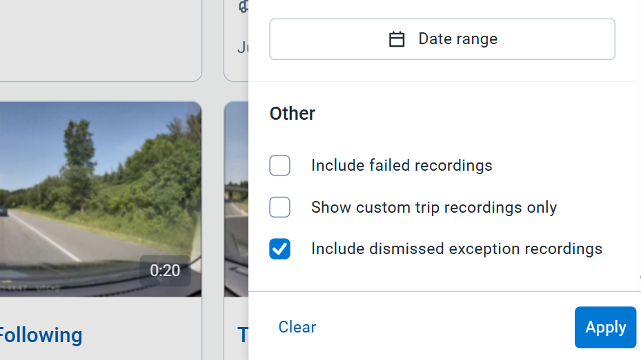 New option to include or exclude dismissed exception recordings