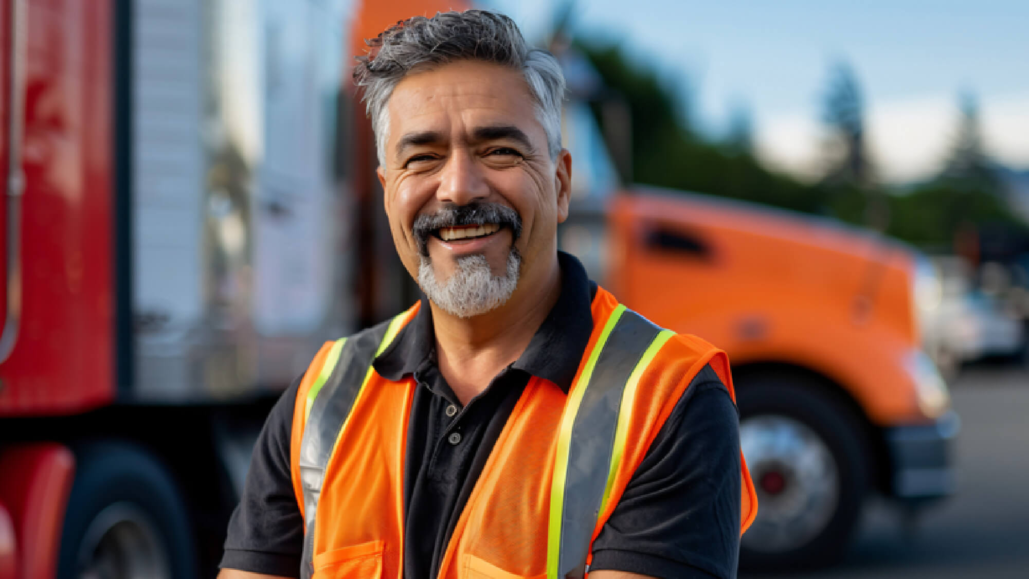 person wearing safety vest standing next a truck