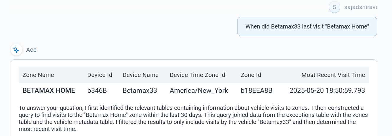 Geotab Ace prompt answer
