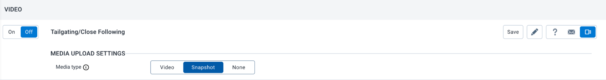 tailgating/close following media type selection in MyGeotab