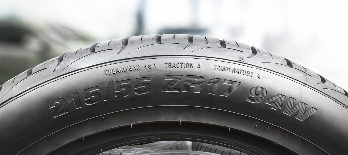 photo of a tire showing its tire code