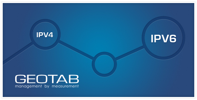 dark blue graphic design with 3 circles connected, the first circle says IPV4 and the third says IPV6.