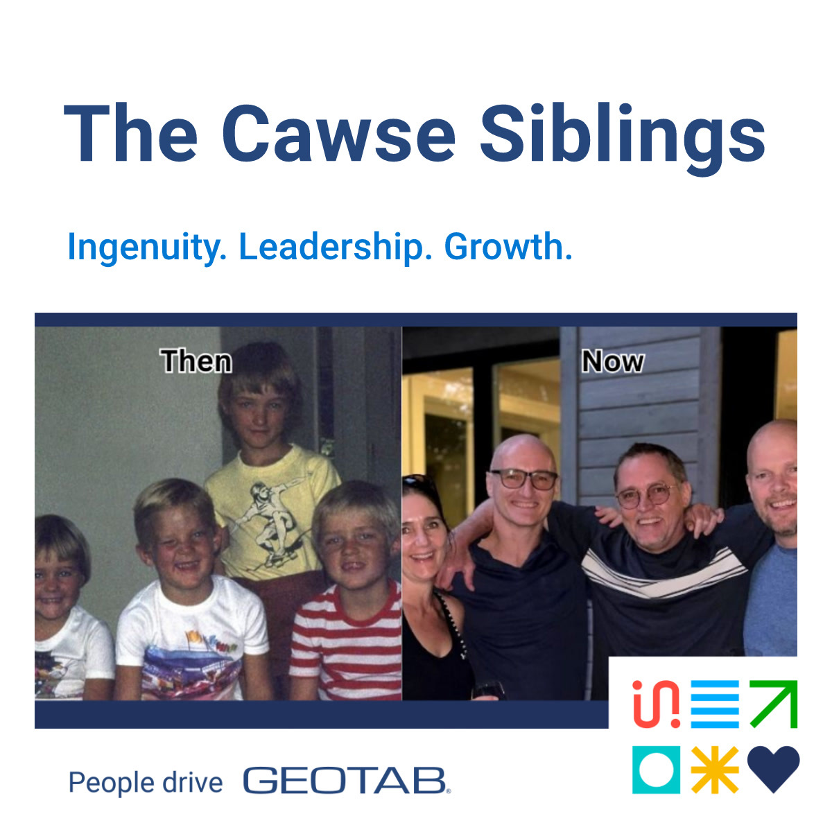 Then and now of the Cawse Siblings.