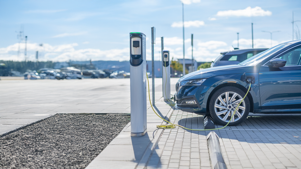 EV charging on a sunny day. 