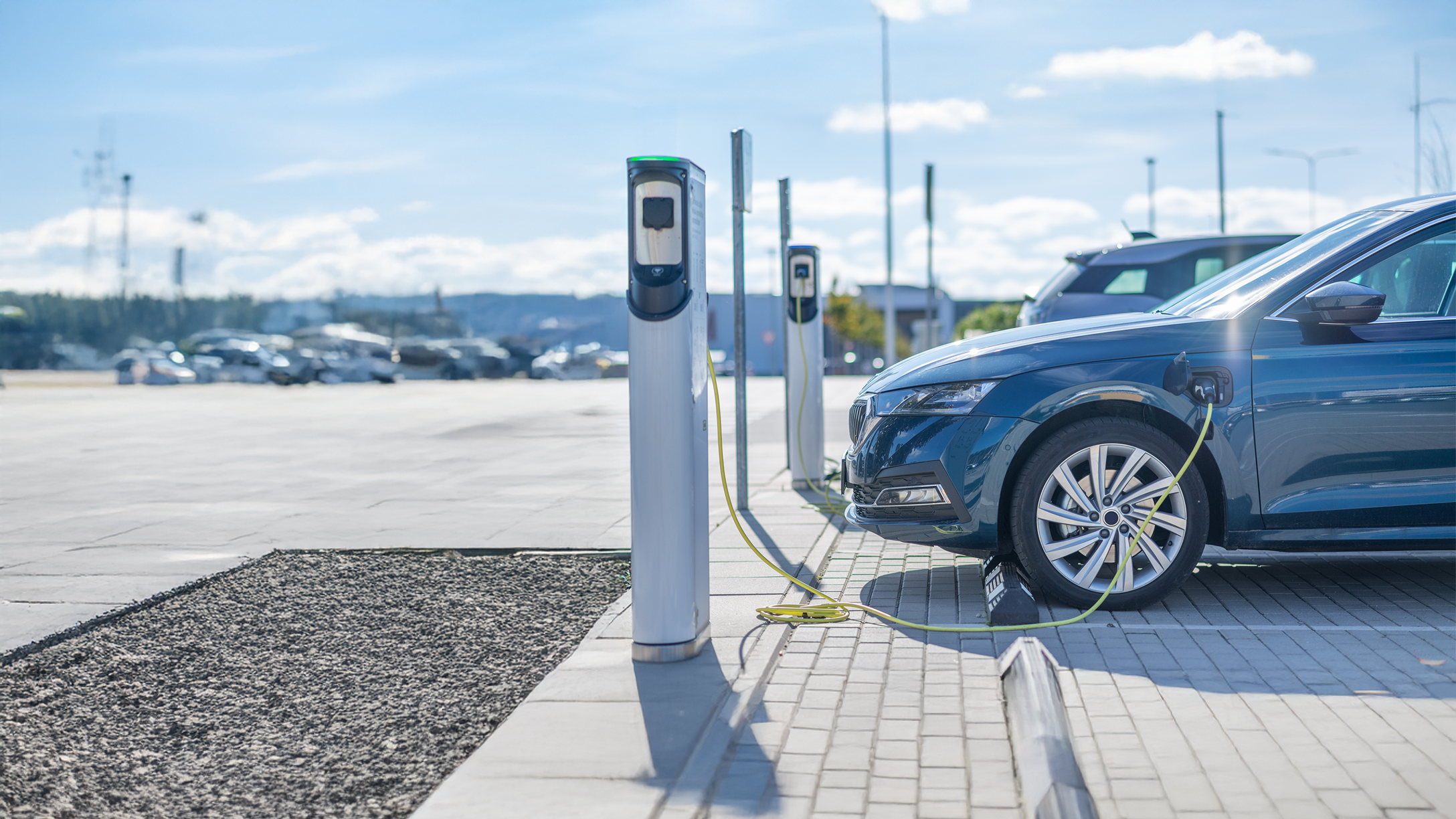 EV charging on a sunny day. 