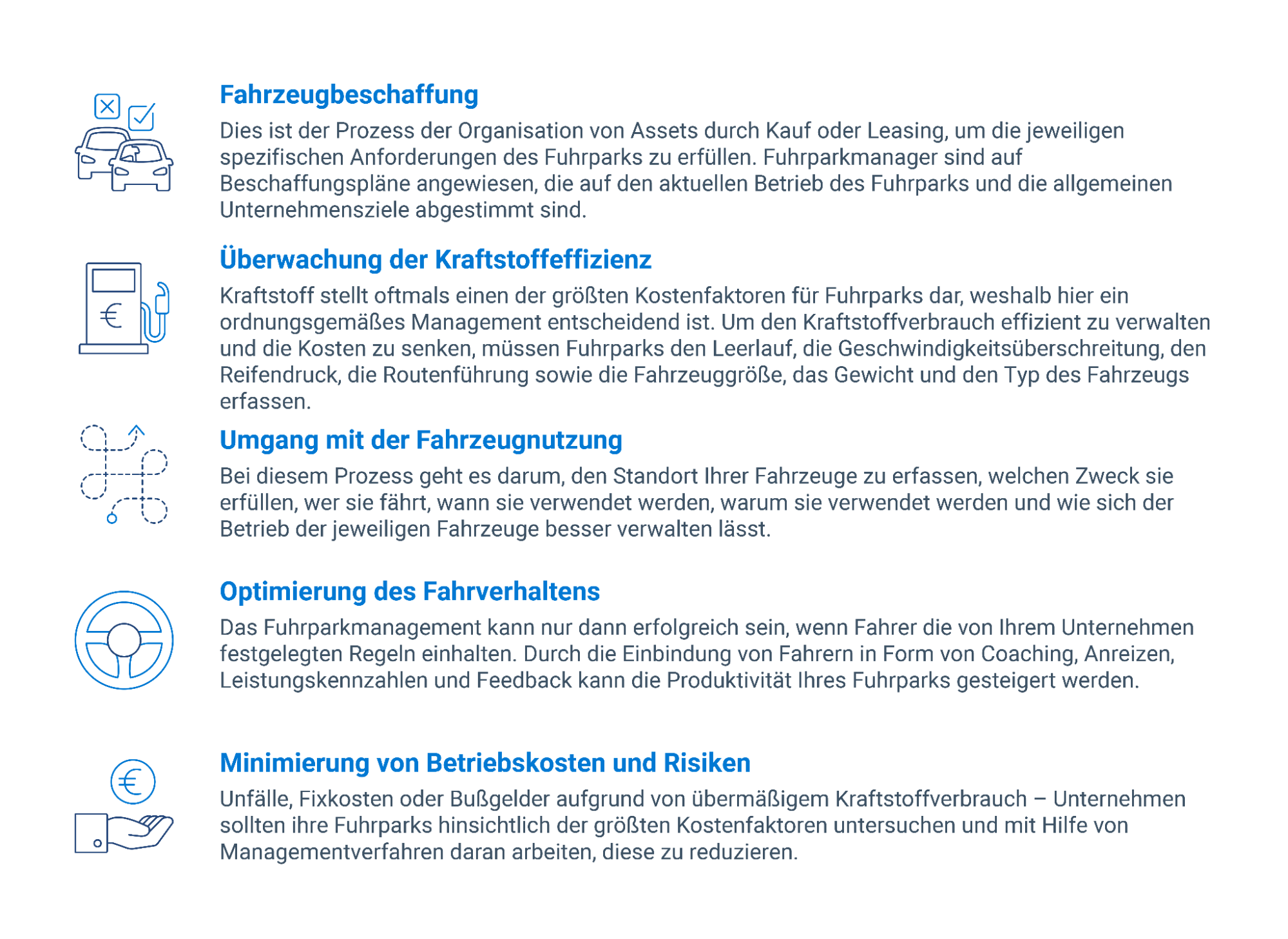 Funktionsweise des Fuhrparkmanagements