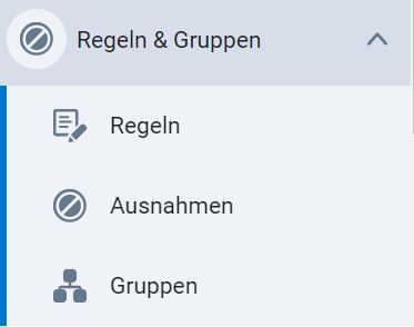 Menü Regeln & Gruppen 