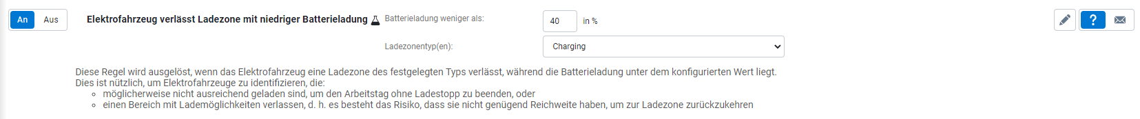 Mit niedriger Batterieladung aus Zonen ausfahren
