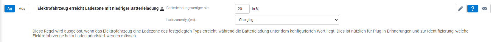 Mit niedriger Batterieladung in Zonen einfahren