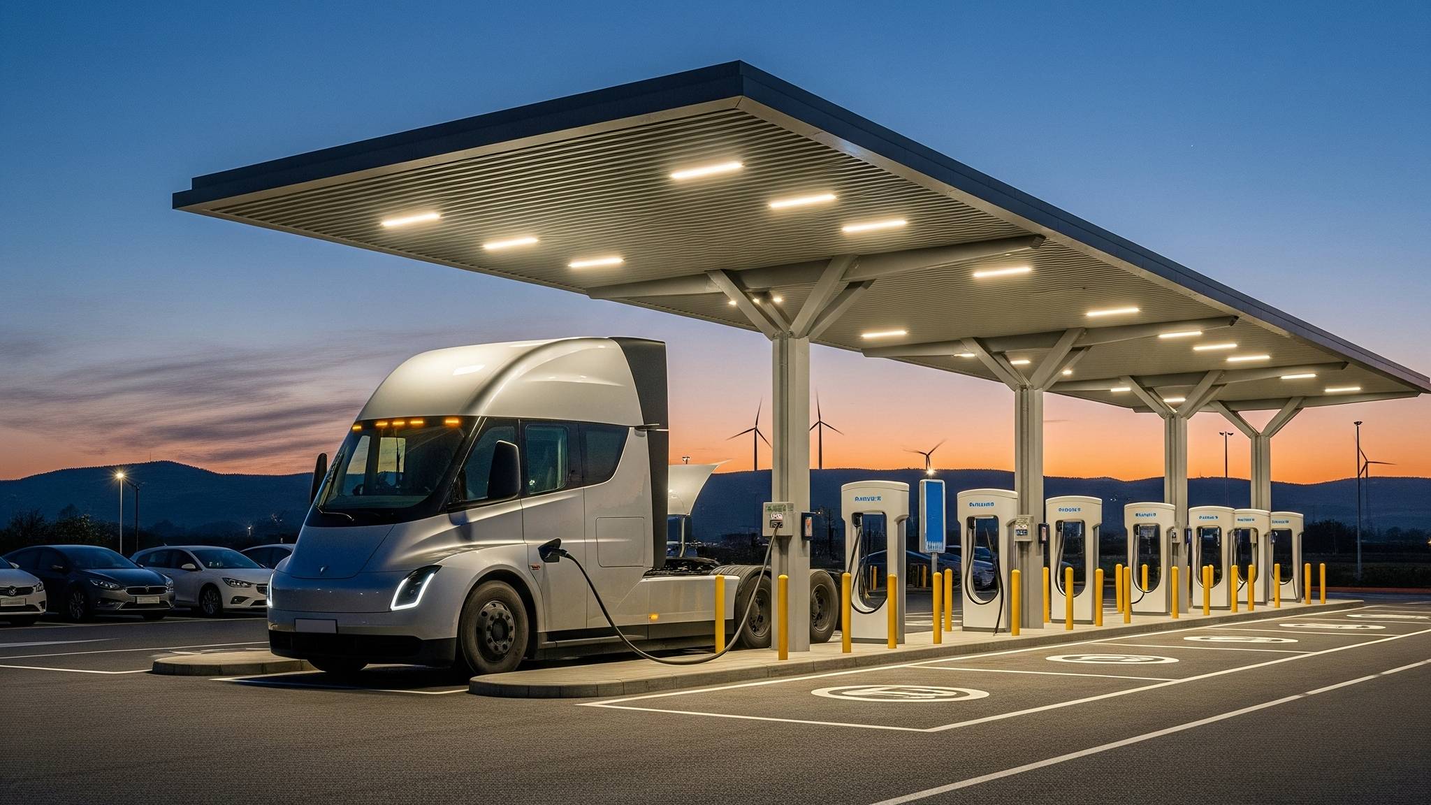 camion electrico cargando batería
