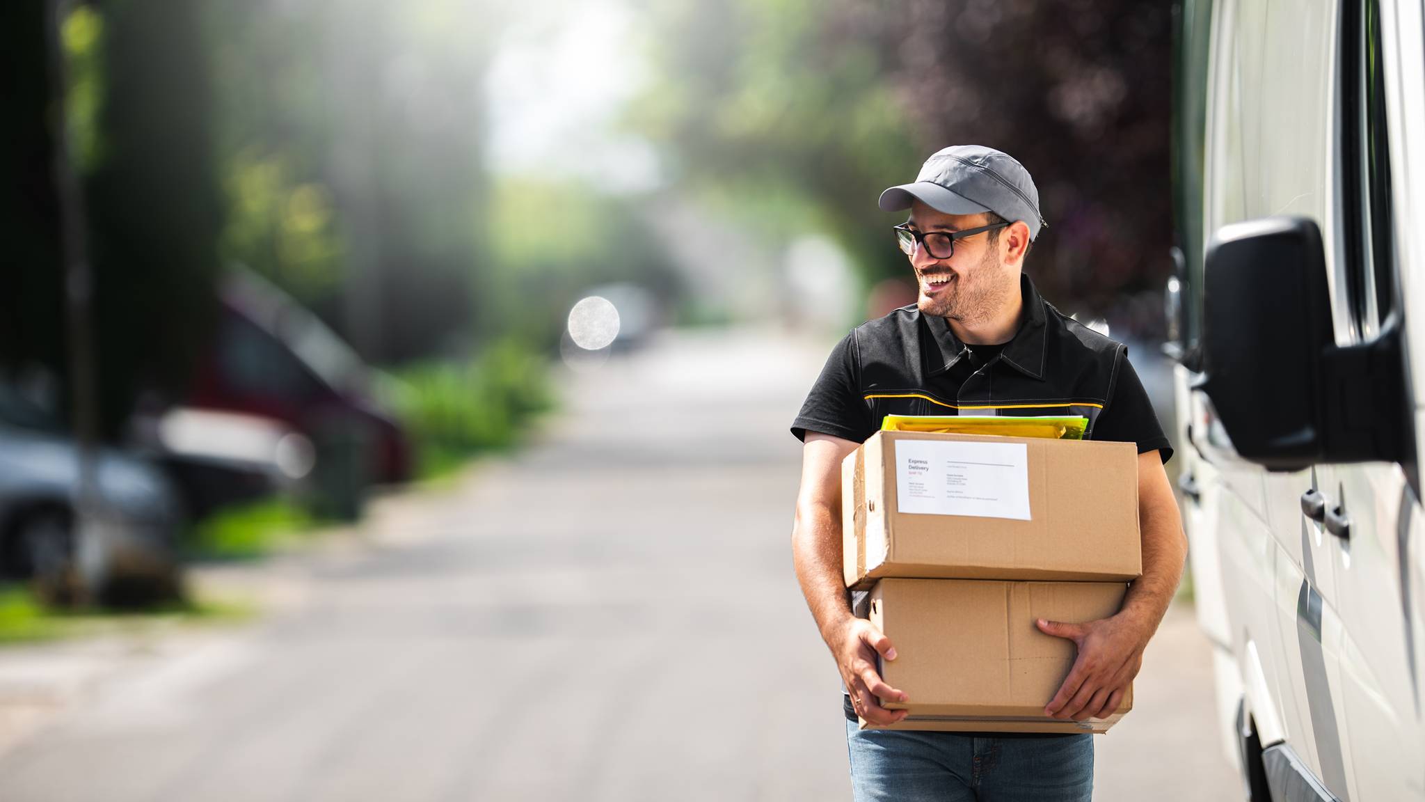 man handling package