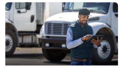 driver holding tablet
