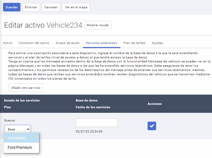 Servicios extensibles disponibles para los planes de dispositivos de terceros
