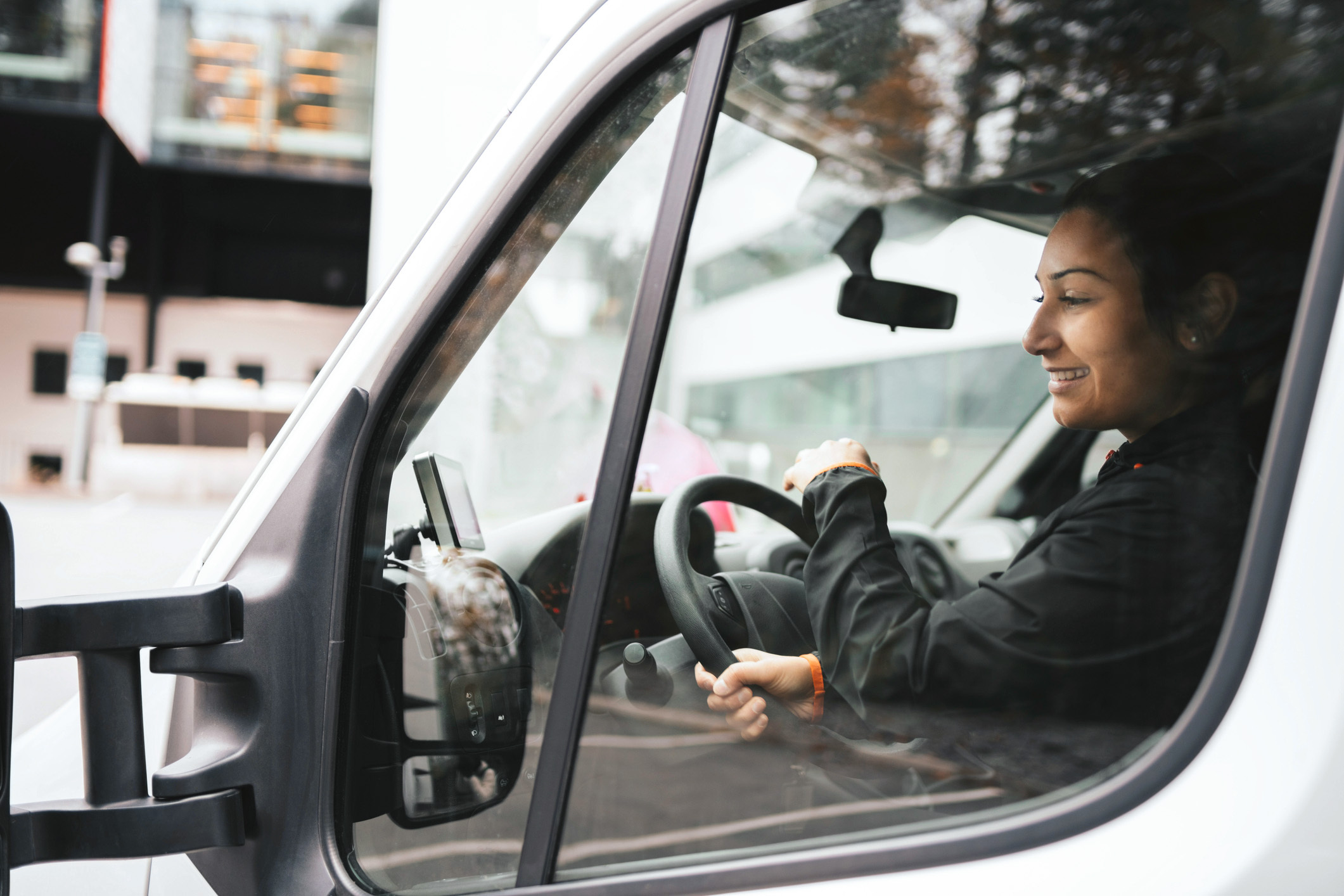 women inside a truck