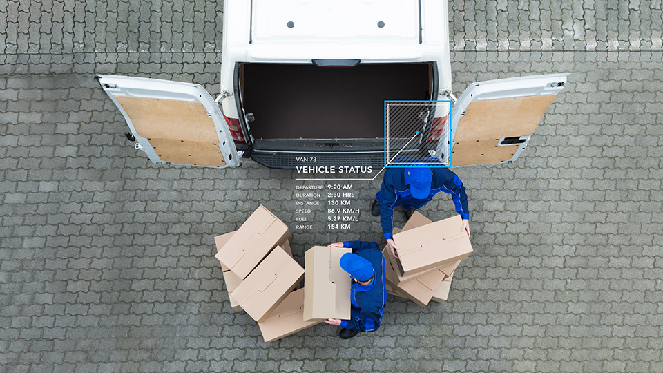 Entladen von Kurier- und Lieferwagen mit Statistiken