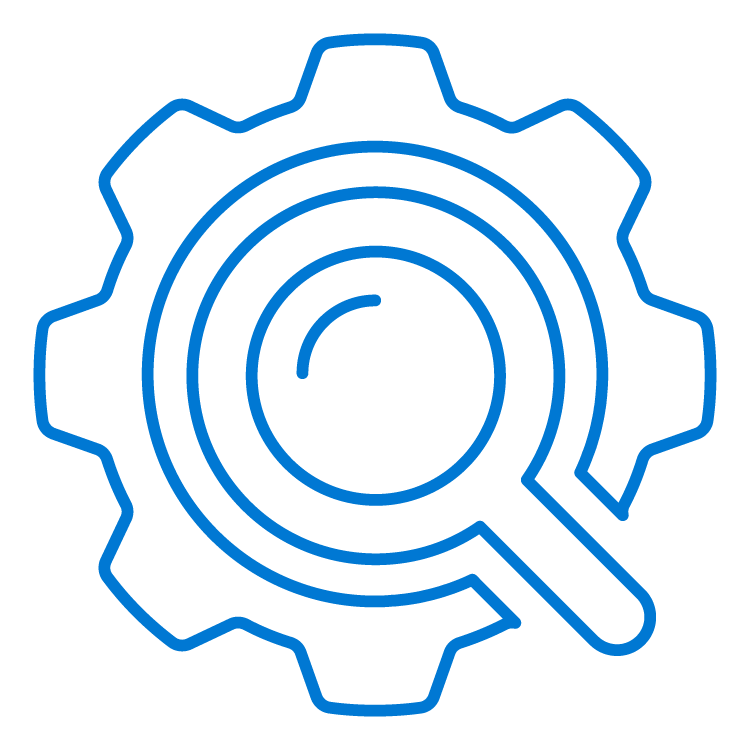 Icône bleue représentant l'optimisation