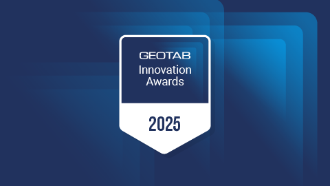 imagem com  fundo azul com logo do premio GEOTAB inovacao 2025