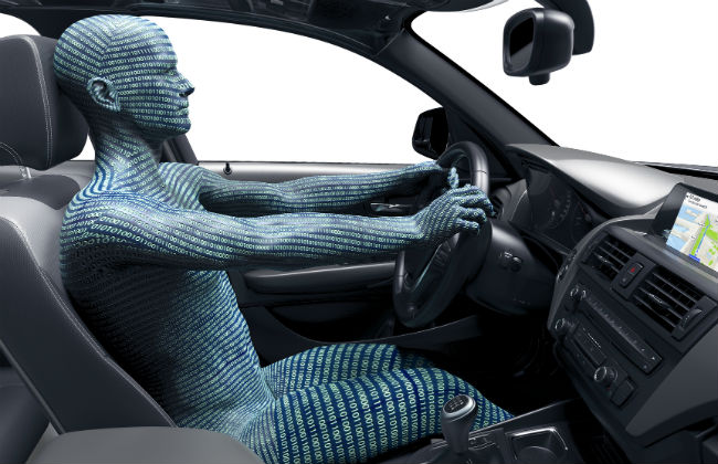  Figura digital de um humano composto por códigos binários (0 e 1) sentado ao volante de um carro, simbolizando integração entre tecnologia e condução. Imagem 2: Ilustração interna de um carro com alerta de pedestre detectado à frente, destacando sistemas de assistência e segurança veicular.      Is this conversation helpful so far?
