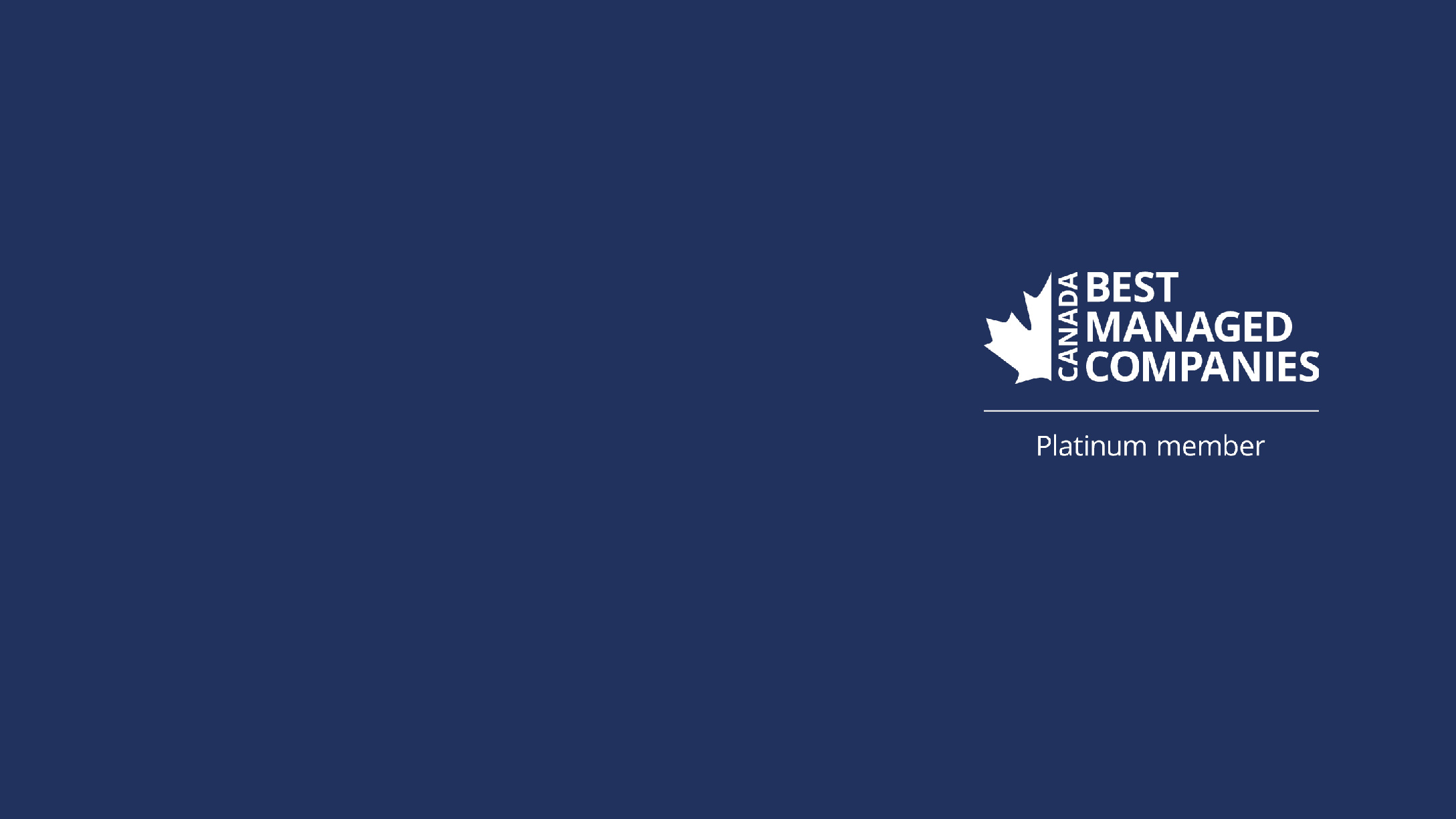 Canada's Best Managed Companies Platinum award logo on dark blue background