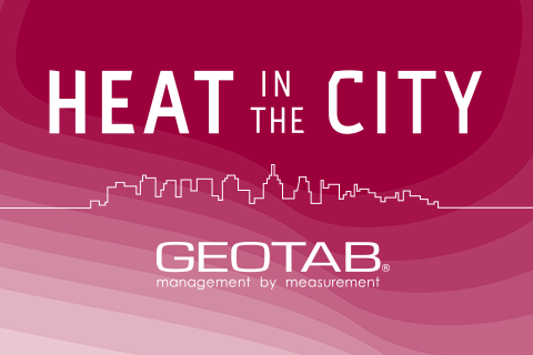 Heat in the City logo and Geotab logo on a red background 